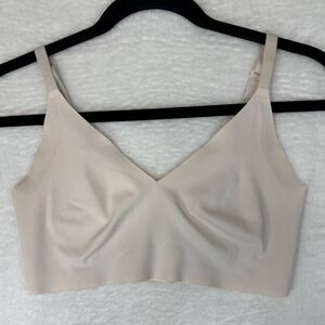 True & Co True Body V-Neck Bralette Women Size Medium Beige Seamless Wireless